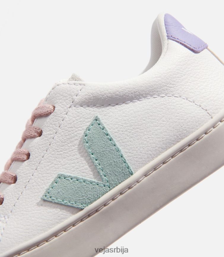 есплар пертле без хрома кожа бела матцха лаванда Veja R848XF330 клинци ципеле